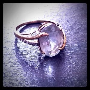 Green Amethyst and Diamond Ring